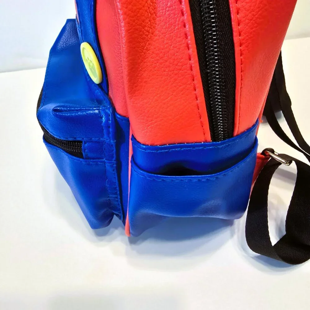 New Official Nintendo Super Mario Bros Mini Backpack ~ Red Blue Faux Leather - Picture 8 of 9